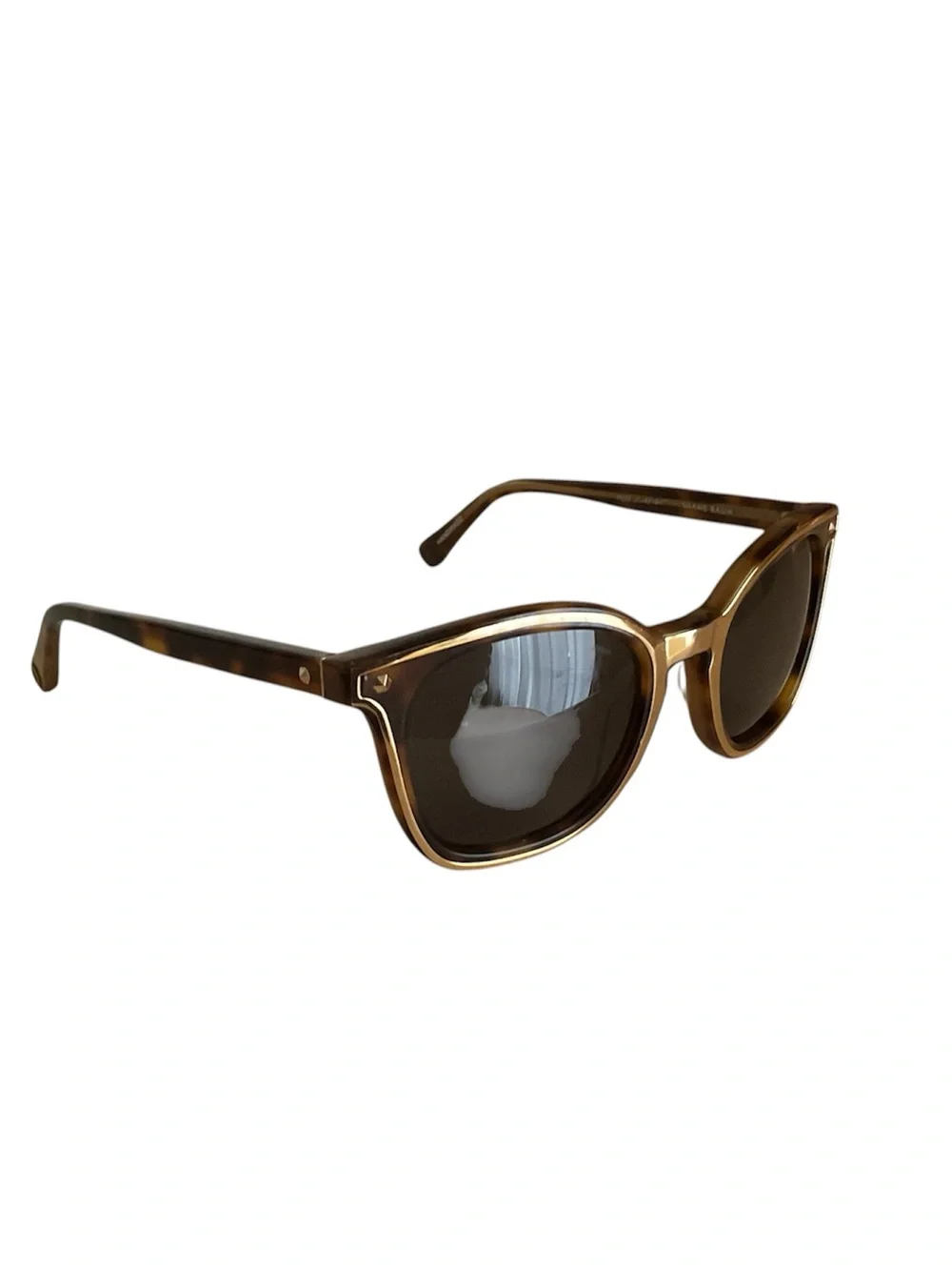 REBECCA MINKOFF Brown Gold Metal Accent Square Sunglasses Chelsea 51-22-140